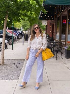 Vineyard Vines Navy & White Striped Tie-Waist Pants
